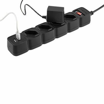 Protetor Eletrônico com 4 Tomadas e 2 USB EPE 204 USB Preto Intelbras