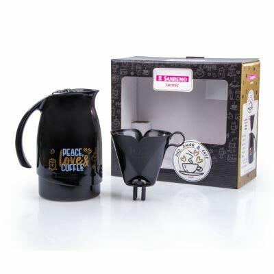 Bule Termic Com Suporte Para Filtro de Plástico 700ml Preto Sanremo Bule Termic Com Suporte Para Filtro de Plástico 700ml Preto Sanremo