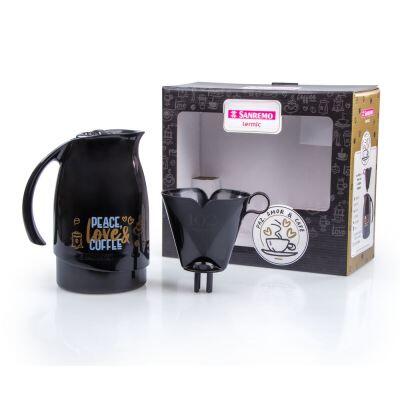 Bule Termic Com Suporte Para Filtro de Plástico 700ml Preto Sanremo
