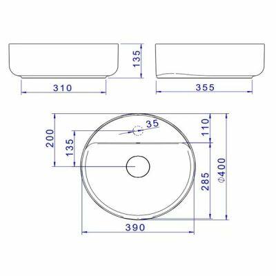 Cuba para Banheiro de Apoio Redonda com Mesa Circolo Slim 30cm Branco Gelo L.12040.M.17 Deca