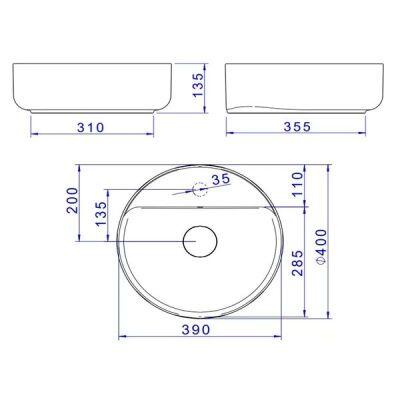 Cuba para Banheiro de Apoio Redonda com Mesa Circolo Slim 30cm Branco Gelo L.12040.M.17 Deca