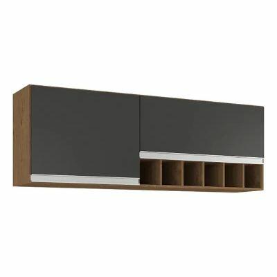 Armário Aéreo Amêndoa/Titanium 1,14m MGM Gabinetes