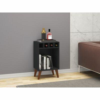 Mesa Lateral com Garrafeiro 43,8x71x32 Preta Movelbento