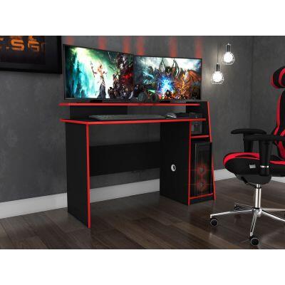 Mesa Gamer 130x90x55 Preta e Vermelha Movelbento Mesa Gamer 130x90x55 Preta e Vermelha Movelbento