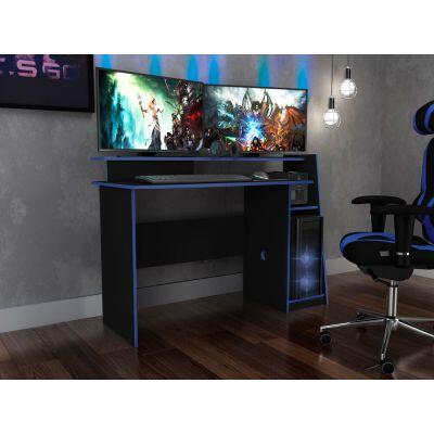 Mesa Gamer 130x90x55 Preta e Azul Movelbento Mesa Gamer 130x90x55 Preta e Azul Movelbento