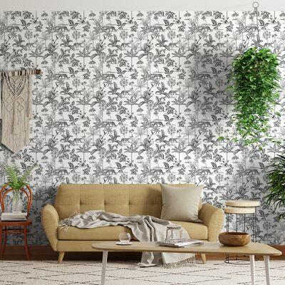 Papel de Parede Floral 0,52x9,5 Branco Bobinex