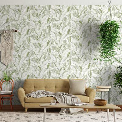 Papel Parede Folhagem 0,52x9,5 Bege Bobinex