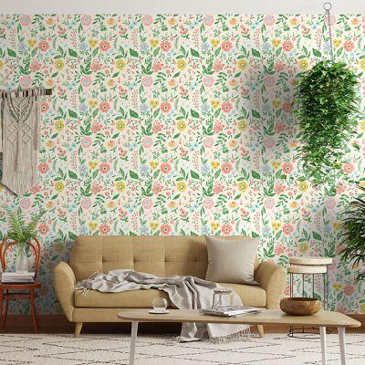 Papel de Parede Floral 0,52x9,5 Rosa Bobinex