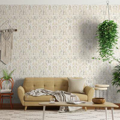 Papel de Parede Arabesco 0,52x9,5 Bege Bobinex
