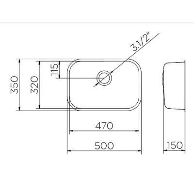 Cuba para Cozinha de Embutir Riva Brilho 47x32x14,5 Aço Inox Docol Cuba para Cozinha de Embutir Riva Brilho 47x32x14,5 Aço Inox Docol