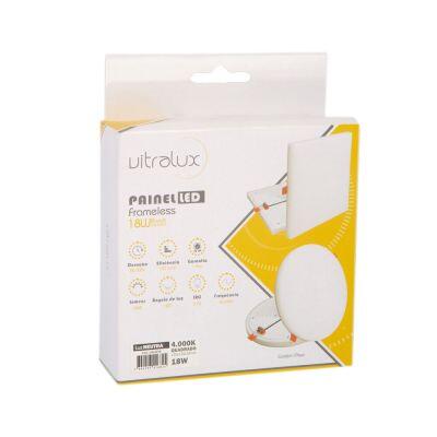 Painel de LED 2 em 1 Quadrado Bivolt 18W 4000K Luz Neutra Vitralux