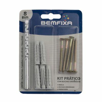 Kit Buchas Para Concreto Universal 8mm Cinza Bemfixa
