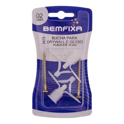 Bucha Para Drywall Com Parafuso para Painel 2 Peças 15mm Branco Bemfixa