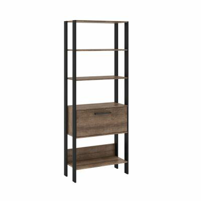 Estante Torre Basculante 70x184x32 Rustico e Preto Movelbento