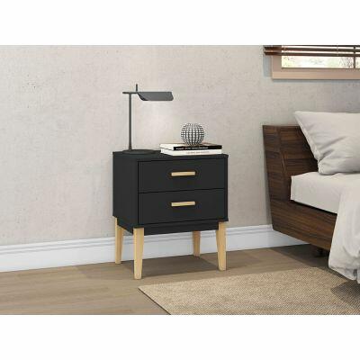 Mesa de Cabeceira LE 6007 50x59x38cm Preto Movelbento