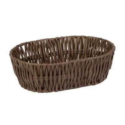 Cesta Organizadora Oval PVC 25cm Marrom Diagonal