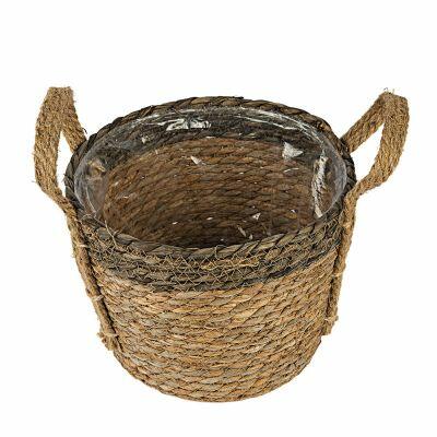 Cesta Decorativa com Alça 24x24x19cm Cinza Natural Fascino