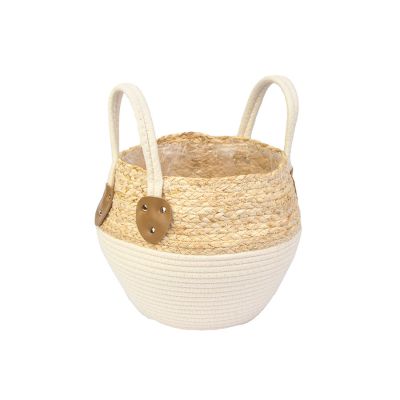 Cesta Decorativa com Alça 23X23X17cm Bege Diagonal