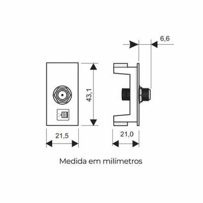 Módulo Tomada para Antena de TV Coxial Habitat Black Fame