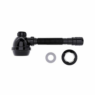 Sifão Universal com Copo para Lavatório e Pia 7/8" Preto Blukit