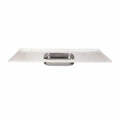 Pia Marmorite com Cuba Inox 1,20m Granitado Branco Hidrofama