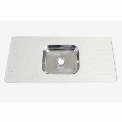 Pia Marmorite com Cuba Inox 1,20m Travertino Hidrofama