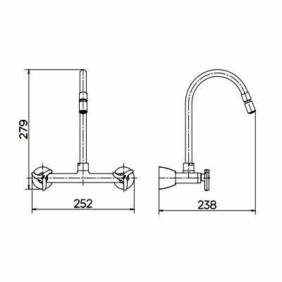 Misturador de Parede para Cozinha Nova Trio Cromado 1/2" Docol Misturador de Parede para Cozinha Nova Trio Cromado 1/2" Docol