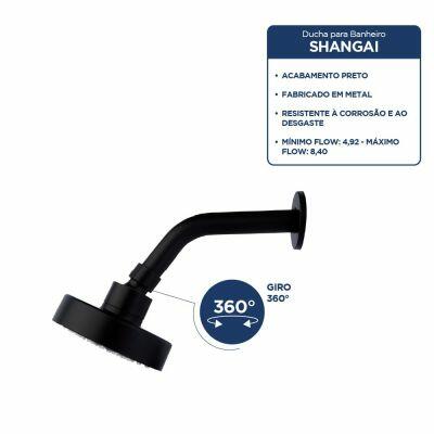 Chuveiro Shangai Preto 1/2" Addra