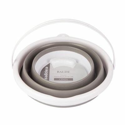 Balde Retrátil de Silicone 10L 32X34,8X24,3cm Cinza Casa&Ideia