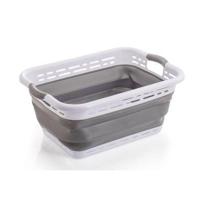Cesto de Silicone Retrátil 37L 61x43,8x27cm Cinza Casa&Ideia