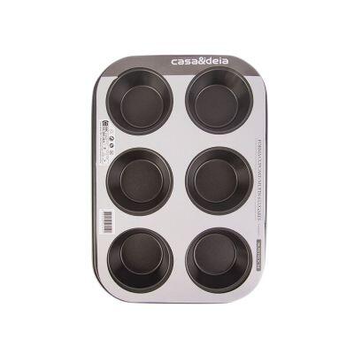 Forma de Aço Antiaderente para 6 Unidades 26,5x19x3 Casa&Ideia