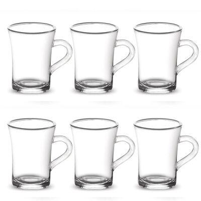 Jogo de Caneca Vidro 170ml 6 Peças Silky Casa&Ideia