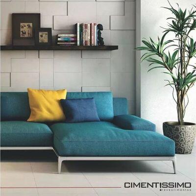 Revestimento Cimentício Via di Stelle Parede Cemento 3D Bianco 20x40x2 Cimentíssimo