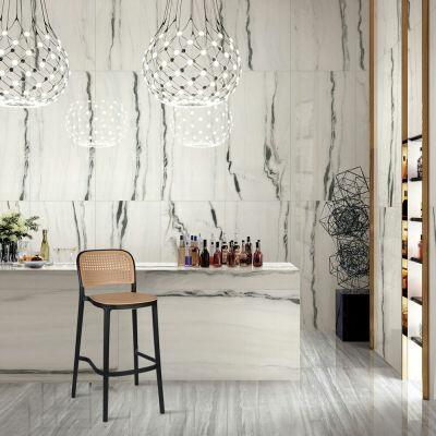 Banqueta Elegante Palha Natural Preto Diagonal