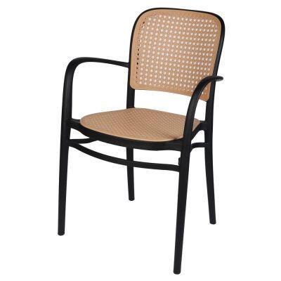 Cadeira Elegante Palha Preto Diagonal