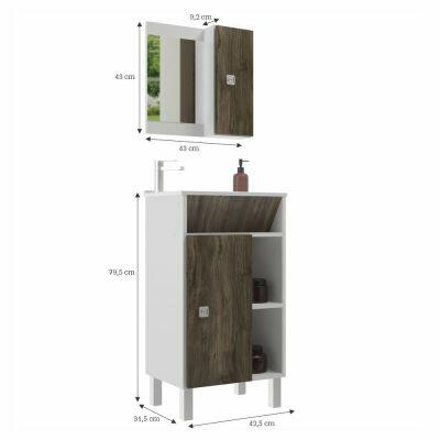 Kit Gabinete para Banheiro MDF/MDP com Cuba Valencia Branco/Citra 45cm Móveis Sander