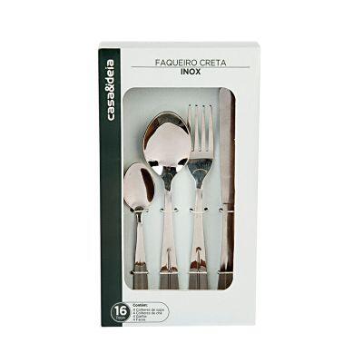 Faqueiro Creta Inox 16 peças Cromado Casa&Ideia Faqueiro Creta Inox 16 peças Cromado Casa&Ideia