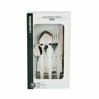 Faqueiro Creta Inox 16 peças Cromado Casa&Ideia