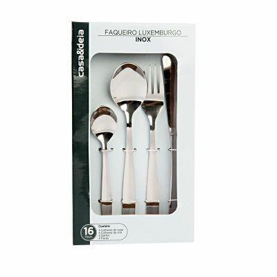 Faqueiro Luxemburgo Inox 16 Peças Cromado Casa&Ideia Faqueiro Luxemburgo Inox 16 Peças Cromado Casa&Ideia