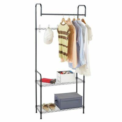 Estante Closet Aço 30x75x180cm Preto Casa&Ideia