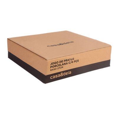 Jogo de Pratos Rasos de Porcelana 4 Peças 27cm Casa&Ideia