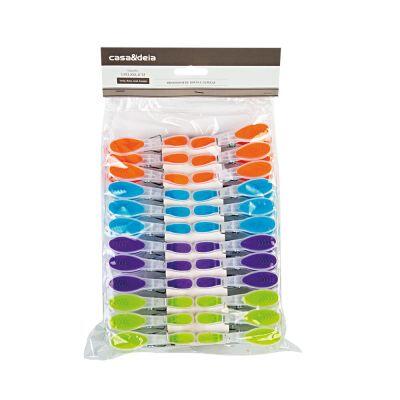 Prendedor de Roupa Com 24 Peças Plástico Colorido Casa&ideia