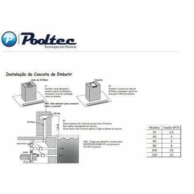 Cascata de Embutir em Fibra de Vidro com Bico em Aço Inox e Led 80 cm
