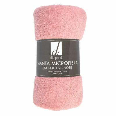 Manta Microfibra Lisa Solteiro 1,50x2,00m Rose Diagonal