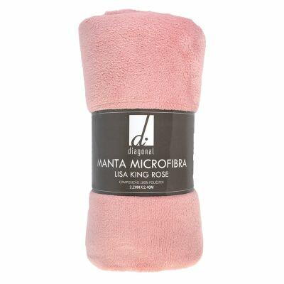 Manta Microfibra Lisa King 2,20x2,40m Rose Diagonal