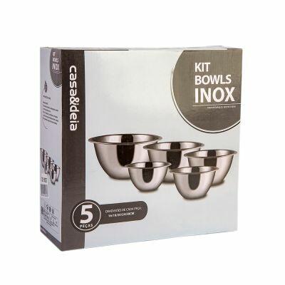 Kit Bowl 5 Peças 16/18/20/24/28cm Espelhado Inox Casa&Ideia