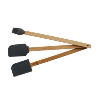 Jogo Utensílios 3 Peças Bambu e Silicone Casa&Ideia
