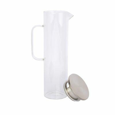 Jarra Boro com Tampa de Aço Inox 1,2L Transparente Casa&Ideia