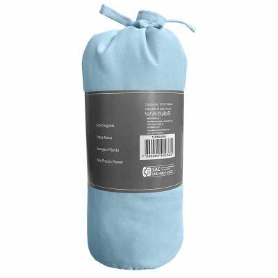 Lençol Avulso Casal Com Elástico 140x190cm Azul Diagonal