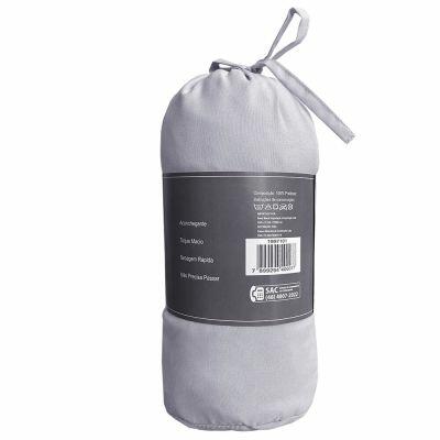 Lençol Avulso King Com Elástico 193x203cm Cinza Diagonal